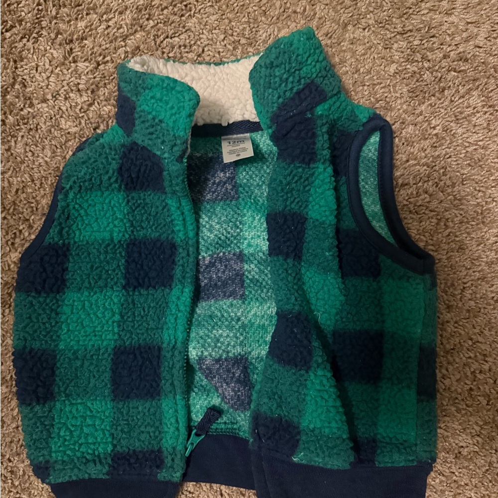 Carter's Green and Blue Fleece Vest